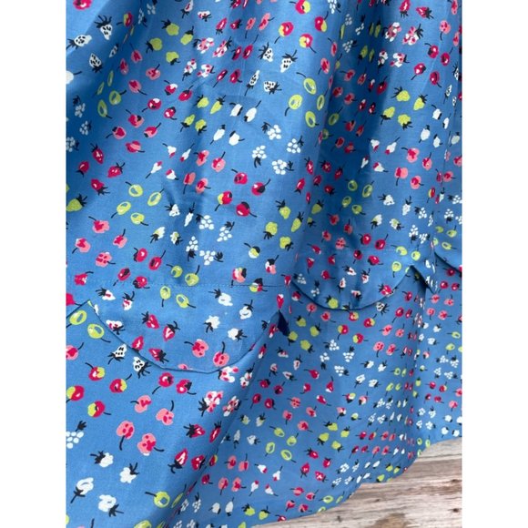 Vintage 1930s Novelty Print Cherries Fruit Blue Dress - Picture 5 of 12
